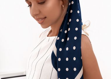 ΠΟΥΑ ΜΠΛΕ ΣΑΤΕΝ ΦΟΥΛΑΡΙ - DOTS - fashionroom - 