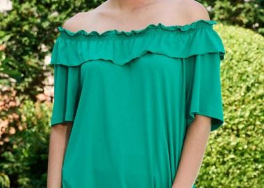 ΠΡΑΣΙΝΗ ΚΟΝΤΟΜΑΝΙΚΗ ΜΠΛΟΥΖΑ ΜΕ ΛΑΣΤΙΧΟ ΣΤΟΥΣ ΩΜΟΥΣ - Anna Raxevsky - 