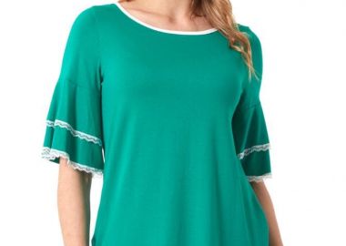 ΠΡΑΣΙΝΗ ΜΠΛΟΥΖΑ ΜΕ ΒΟΛΑΝ ΚΑΙ ΔΑΝΤΕΛΑ - Anna Raxevsky - 