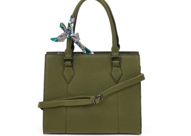 Πράσινη τσάντα ώμου με διακοσμητικό μαντήλι ΠΡΑΣΙΝΟ - Tsoukalas - 