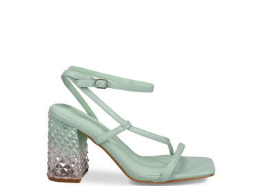 Πράσινο πέδιλο με διακοσμημένο τακούνι - MIGATO - 