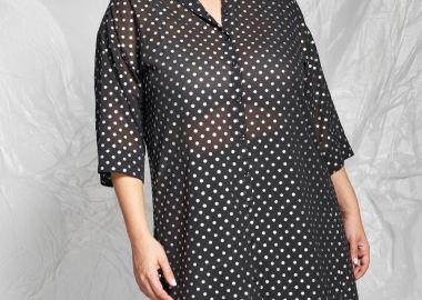 PRBT Ασύμμετρη εμπριμέ πουκαμίσα πουά -  - 