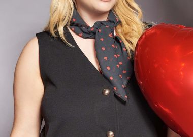 PRBT Φουλάρι σιφόν εμπριμέ με μοτίβο καρδιές -  - 