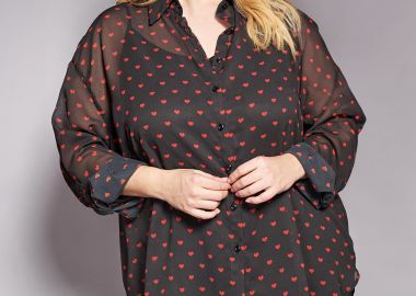 PRBT ημιδιαφανές πουκάμισο με καρδιές -  - 