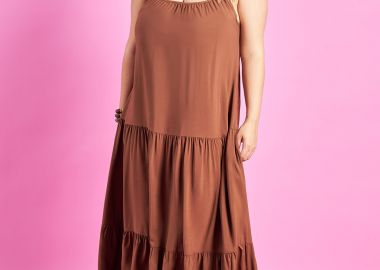 PRBT Maxi φόρεμα ρεγιόν με βολάν -  - 