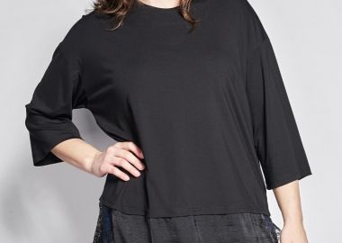 PRBT Μπλούζα βισκόζης με τελείωμα σατέν με δαντέλα -  - 