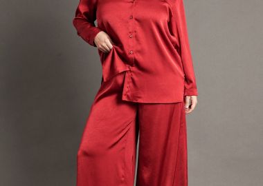 PRBT Παντελόνα φαρδιά σατέν -  - 