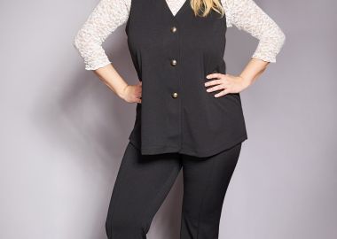 PRBT Παντελόνι scuba crepe καμπάνα με εξωτερικές ραφές -  - 