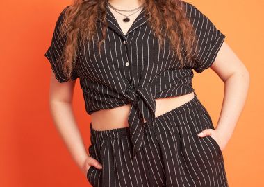 PRBT Ριγέ πουκάμισο με δέσιμο όψη λινό -  - 