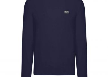Prince Oliver ανδρικό πουλόβερ με logo patch Modern Fit - 63256002 Μπλε Σκούρο - PRINCE OLIVER - 
