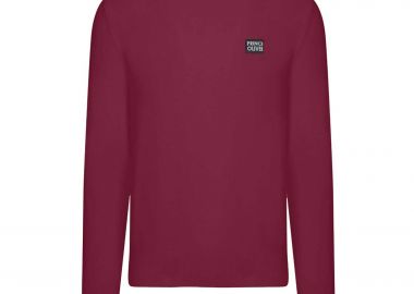 Prince Oliver ανδρικό πουλόβερ με logo patch Modern Fit - 63256002 Μπορντό - PRINCE OLIVER - 