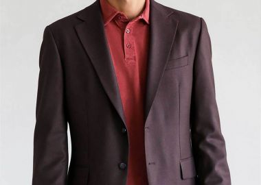 Prince Oliver ανδρικό σακάκι μονόχρωμο Modern Fit - 11989045 Μπορντό - PRINCE OLIVER - 