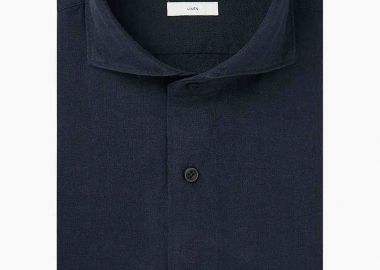 Profuomo ανδρικό λινό πουκάμισο μονόχρωμο Slim Fit - PPWH10020E Σκούρο Μπλε - PROFUOMO - 