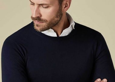 Profuomo ανδρικό μάλλινο πουλόβερ μονόχρωμο Slim Fit - PP2J00005A Σκούρο Μπλε - PROFUOMO - 