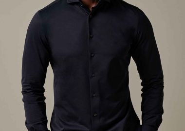 Profuomo ανδρικό πουκάμισο Japanese knitted Slim Fit - PPVH30047A Σκούρο Μπλε - PROFUOMO - 