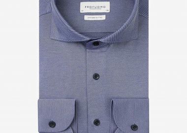 Profuomo ανδρικό πουκάμισο με ψιλό ριγέ σχέδιο Twill Japanese knitted Slim Fit - PPVH30046B Μπλε - PROFUOMO - 