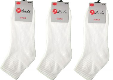 Προσφορά Σετ 3 Τεμ Ανδρική Κάλτσα Πετσετέ Ημίκοντη Λευκή Λευκό - Filinda - 