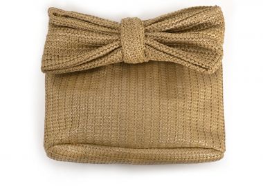 Ψάθινη clutch τσάντα με φιόγκο - MAT FASHION - 