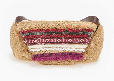 Ψάθινο τσαντάκι με διακοσμητικά στοιχεία - Λιλά - Issue - 