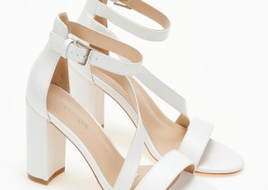 Ψηλά πέδιλα με χοντρό τακούνι - Λευκό - Issue - 