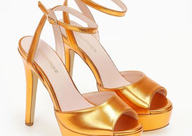 Ψηλά πέδιλα με διπλή φιάπα - Πορτοκαλί - Issue - 