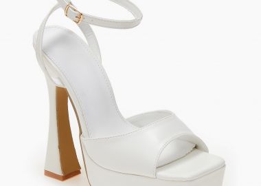 Ψηλά πέδιλα με φιάπα και μπαρέτα - Λευκό - Issue - 