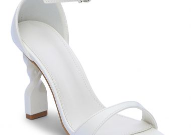 Ψηλά πέδιλα με κλειστή φτέρνα και ιδιαίτερο τακούνι - Λευκό - Issue - 