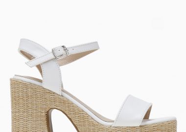 Ψηλά πέδιλα με όψη ψάθας στη σόλα - Λευκό - Issue - 