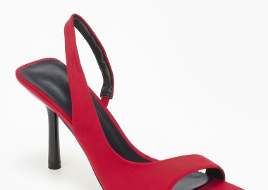 Ψηλά πέδιλα σε καρέ γραμμή με λεπτό τακούνι - Μπορντώ - Issue - 