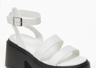 Ψηλά σανδάλια flatform με μπαρέτα - Λευκό - Issue - 