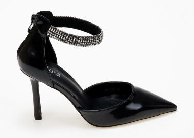 Ψηλές γόβες με λουράκι στράς - Μαύρο - Issue - 