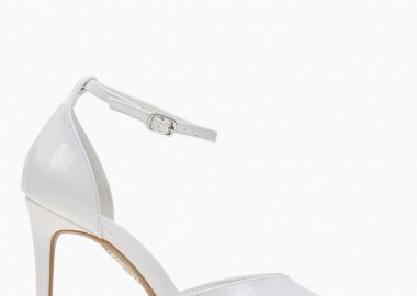 Ψηλές μυτερές γόβες λουστρίνι με μπαρέτα - Λευκό - Issue - 