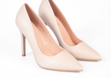 Ψηλές μυτερές γόβες με λεπτό τακούνι - Μπεζ - Issue - 