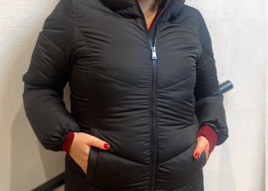 Puffer μακρύ μπουφάν με κουκούλα σε μαύρο χρώμα -  - 