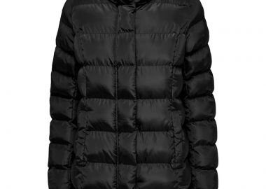 Puffer μπουφάν με κουκούλα σε μαύρο χρώμα -  - 