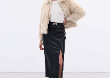 PULS γυναίκεια δερματίνη midi φούστα μαύρο - SOU - 