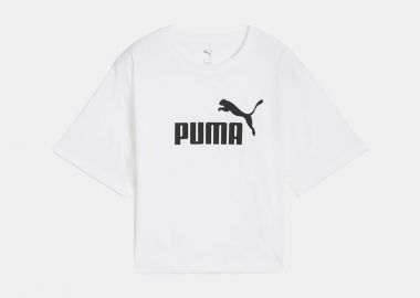 PUMA ESS CROPPED NO.1 LOGO RELAXED T-SHIRT ΑΣΠΡΟ - PUMA - 