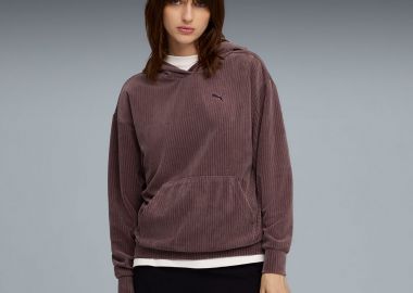 PUMA ESSENTIALS ELEVATED VELOUR RIB HOODIE ΜΩΒ - PUMA - 