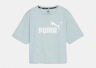 PUMA ESSENTIALS LOGO CROPPED T-SHIRT ΜΠΛΕ - PUMA - 