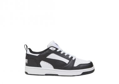 Puma Rebound V6 Lo Mid kids' shoes white and black 393833 01 - Puma - 