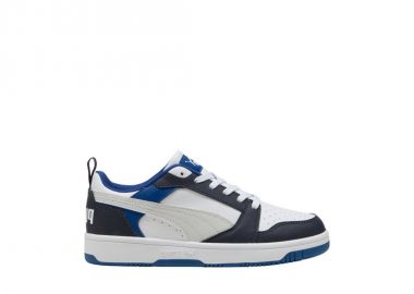 Puma Rebound V6 Lo Mid kids' shoes white and blue 393833 28 - Puma - 