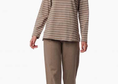 ΠΥΤΖΑΜΑ ΓΥΝΑΙΚΕΙΑ ΧΕΙΜΕΡΙΝΗ LOVE SLEEP 90-52022-648 ΚΑΦΕ-ΛΕΥΚΗ ΡΙΓΑ Καφέ - Minerva - 