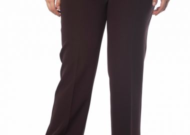 Queen size παντελόνι κρεπ με λάστιχο στα πλαϊνά σε καφέ χρώμα -  - 