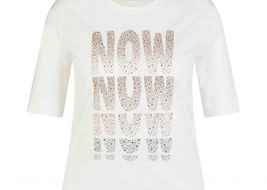 Rabe γυναικείο T-shirt με lettering - 56-115302 Κρέμ - RABE - 