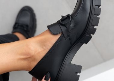 RAGAZZA Δερμάτινα chunky loafers με αγκράφα - 756 - Μαύρο - RAGAZZA - 