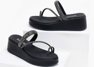 RAGAZZA Σανδάλια Flatform με στρας - 1130 - Μαύρο - RAGAZZA - 