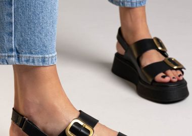 RAGAZZA Σανδάλια flatforms δερμάτινα με τοκάδες Ragazza 01238 - 1238 - Μαύρο - RAGAZZA - 