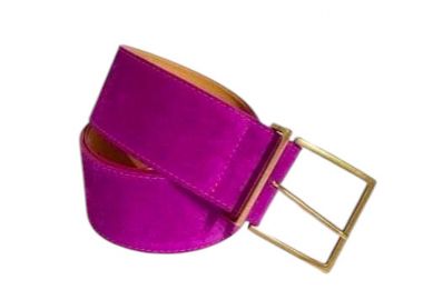 real leather suede ζώνη Basic φούξια - PerfectDress.gr - 