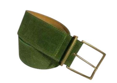 real leather suede ζώνη Basic λαδί - PerfectDress.gr - 