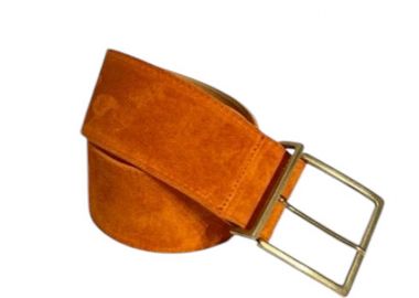 real leather suede ζώνη Basic ώχρα - PerfectDress.gr - 